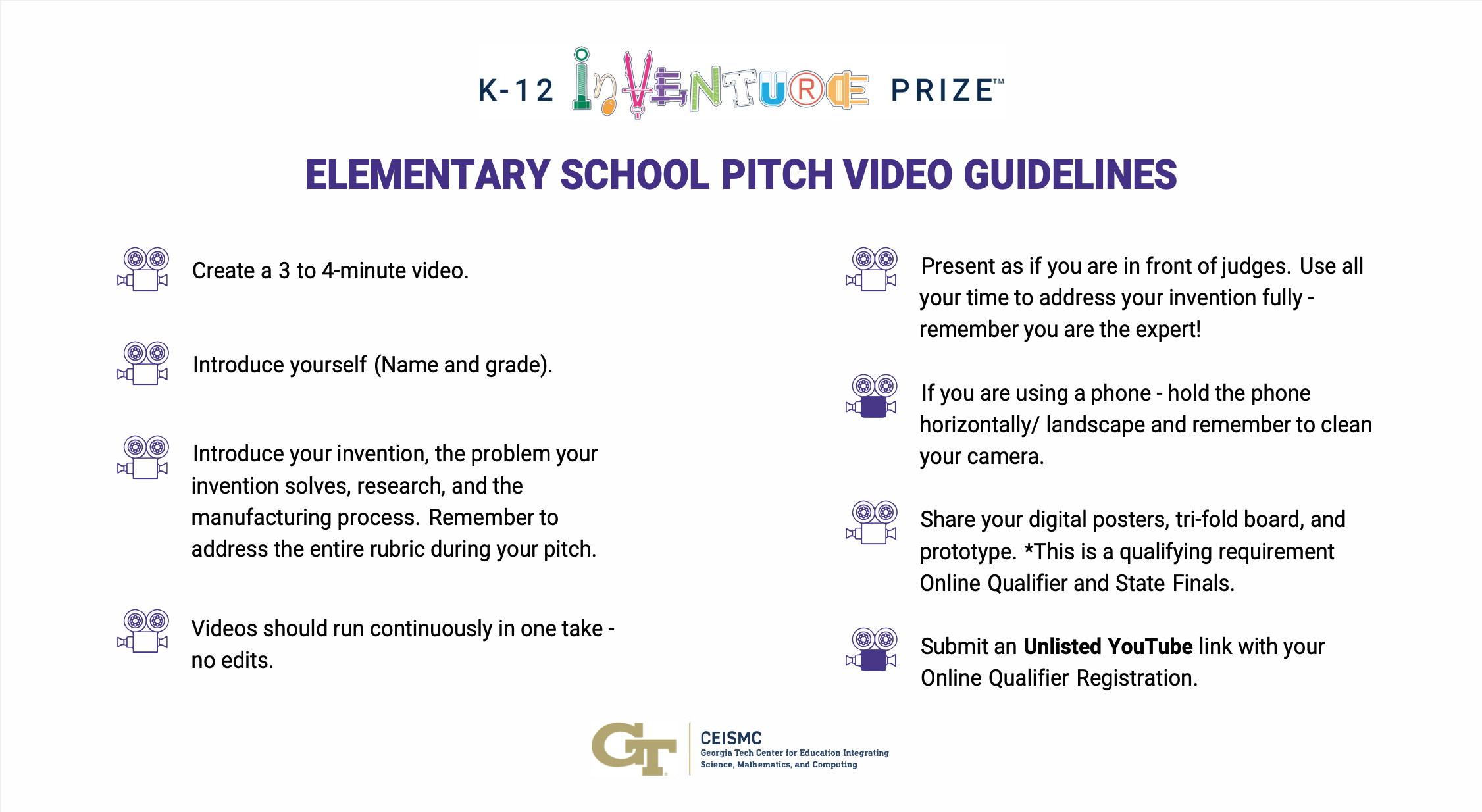 2023-24 K-12 InVenture Prize Pitch Video Guidelines
